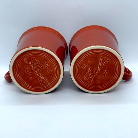 Fiesta Ring Handled Coffee Cups, Set of Two. Paprika (Dark Orange, Rust). - Picture 6 of 6